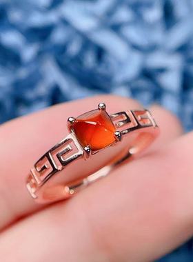 糖塔芬达石戒指空托回纹款方形