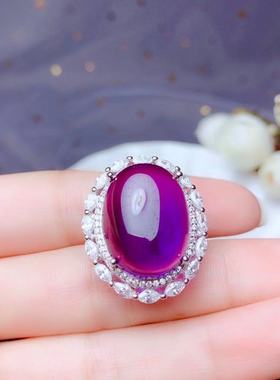 纯银大尺寸椭圆形吊坠裸石戒指