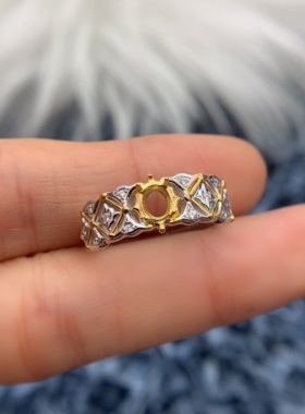 S925银戒指空托气质轻奢时尚高级