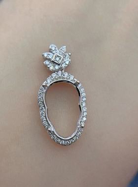 S925银翡翠葫芦叶子空托异形托