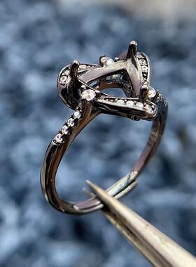 S925银戒指空托时尚精致个性百搭