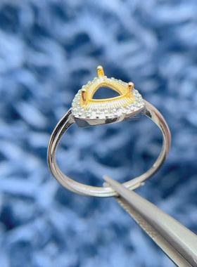 银托工厂S925银戒指空托6*6mm