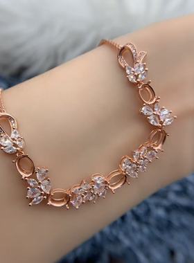 S925银项链空托时尚华丽气质闪亮