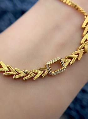 新款手链空托5*7mm精工S925纯银