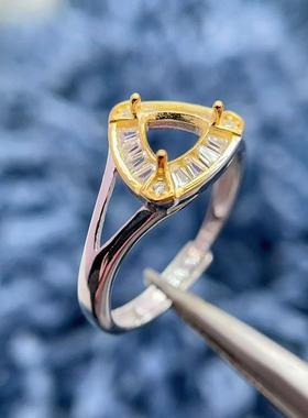 S925纯银戒指空托三角形6*6mm