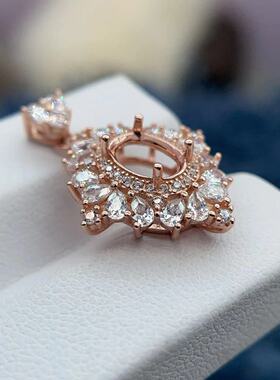 s925银托工厂吊坠空托6*8mm精工