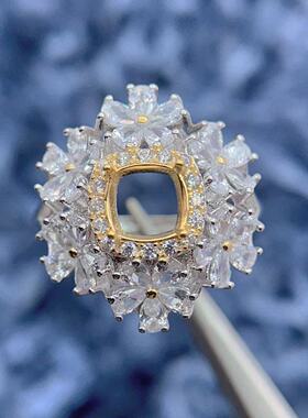 S925银戒指空托6*6mm精工银托