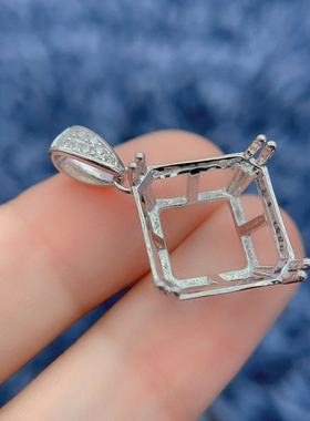 简约纯银大尺寸吊坠空托14*14mm