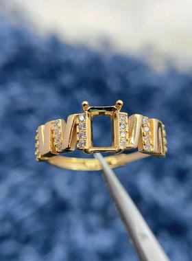 S925纯银戒指空托4*6/5*7mm精工