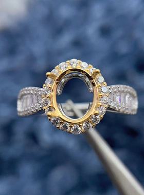 S925银款版小蛮腰戒指空托7*9mm