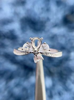 S925银托工厂4*5mm戒指空托多款