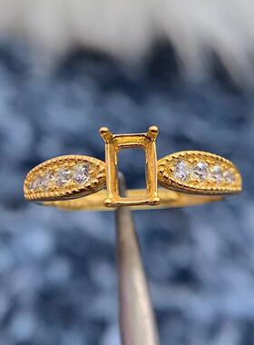 S925银戒指空托精致时尚高级小众