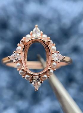 S925银戒指空托精致时尚闪亮百搭