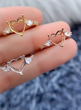 S925银戒指空托精致气质轻奢高级