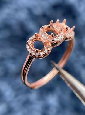 S925银托工厂戒指空托3*4mm群镶