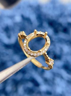 S925银水沫玉戒指空托7*9mm