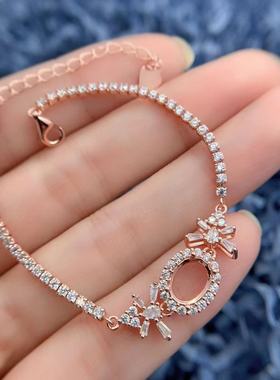 S925银手链空托6*8mnm银托工厂