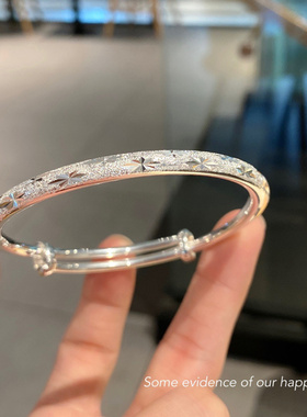 银贝足银S999简约满天星圆肚推拉