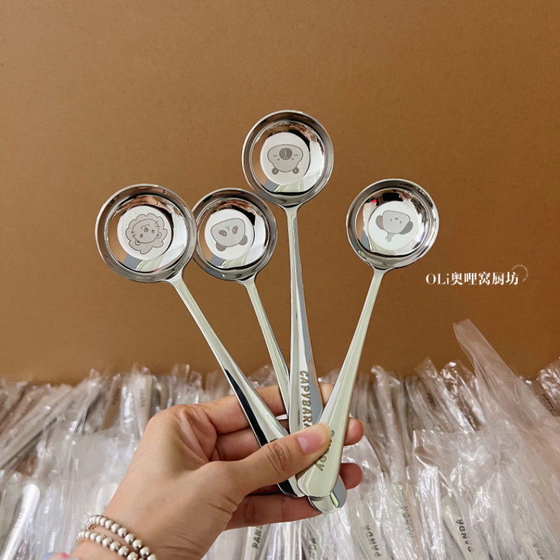 卡皮巴拉316不锈钢圆头大汤勺勺子儿童家用饭勺调羹平底加深汤匙,淘宝优惠券,粉丝福利购,淘宝优惠卷