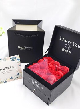 现货情人节玫瑰花首饰盒创意告白精致七夕礼盒戒指吊坠饰 品包装