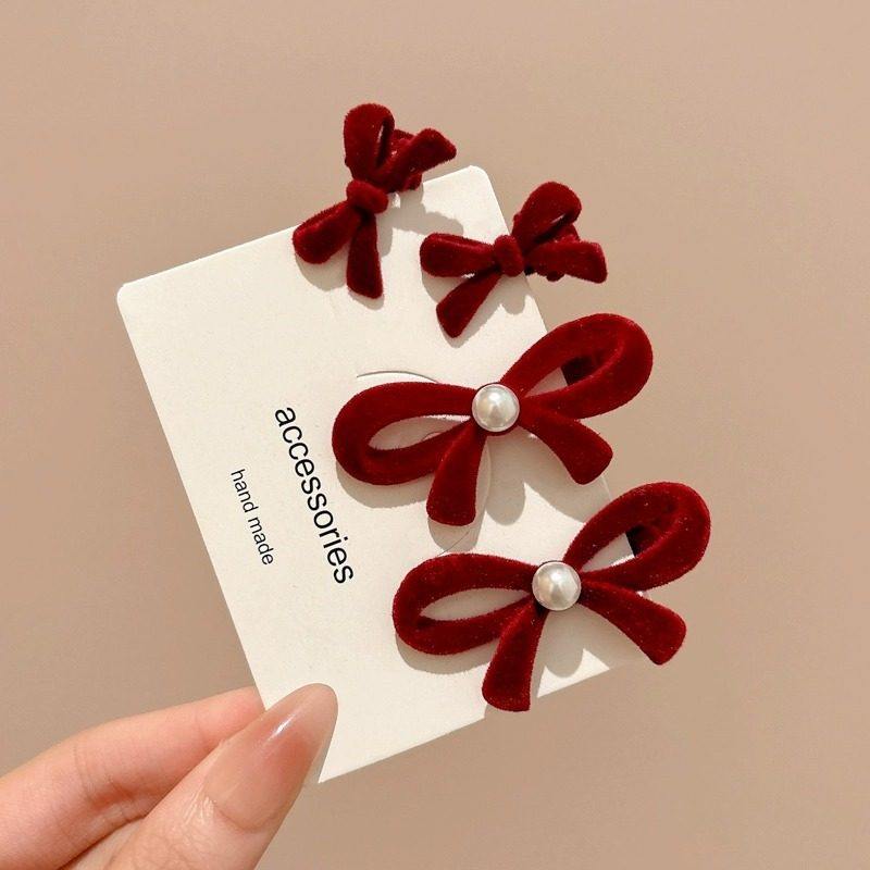 红色发饰发夹2026新款高端发卡配饰蝴蝶结小夹子侧边刘海边夹头饰,淘宝优惠券,粉丝福利购,淘宝优惠卷