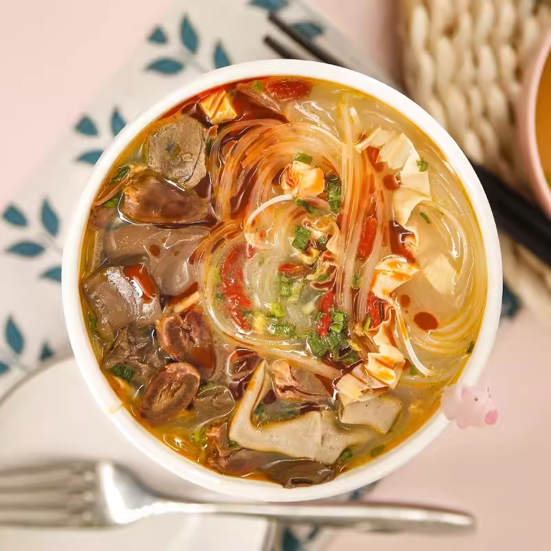 汤老鸭鸭血粉丝汤桶装老鸭汤香辣味鸭杂鸭心鸭肠网红零食方便粉丝 - 图1