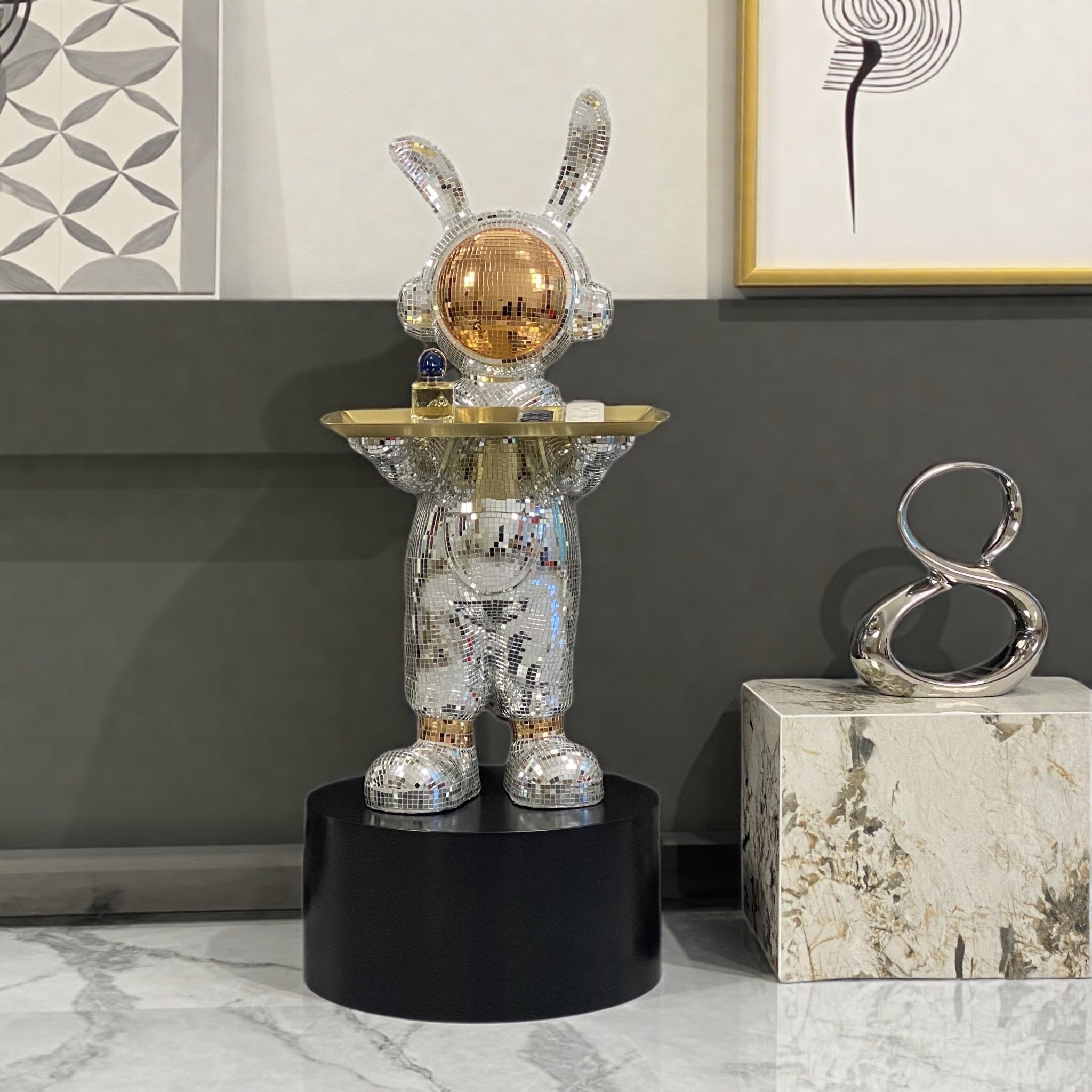 太空兔子轻奢高级感客厅电视柜旁大型落地摆件托盘存钱罐乔迁新居,淘宝优惠券,粉丝福利购,淘宝优惠卷