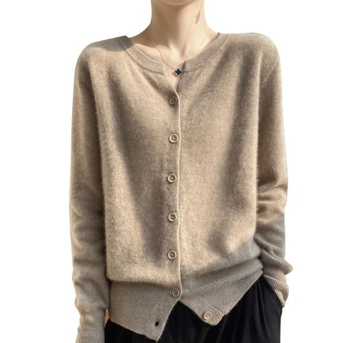 2025秋季新款小V领羊毛针织衫开衫短款女装上衣毛衣长袖外套 - 图3