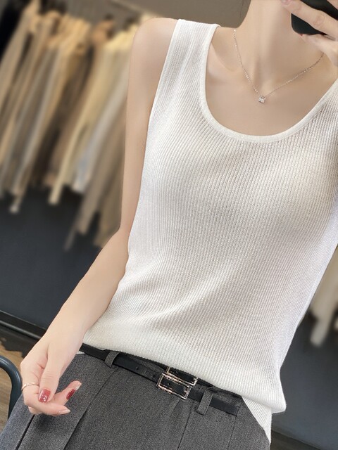 ເສື້ອຍືດຄໍ U-neck Tencel camisole slim fit short style