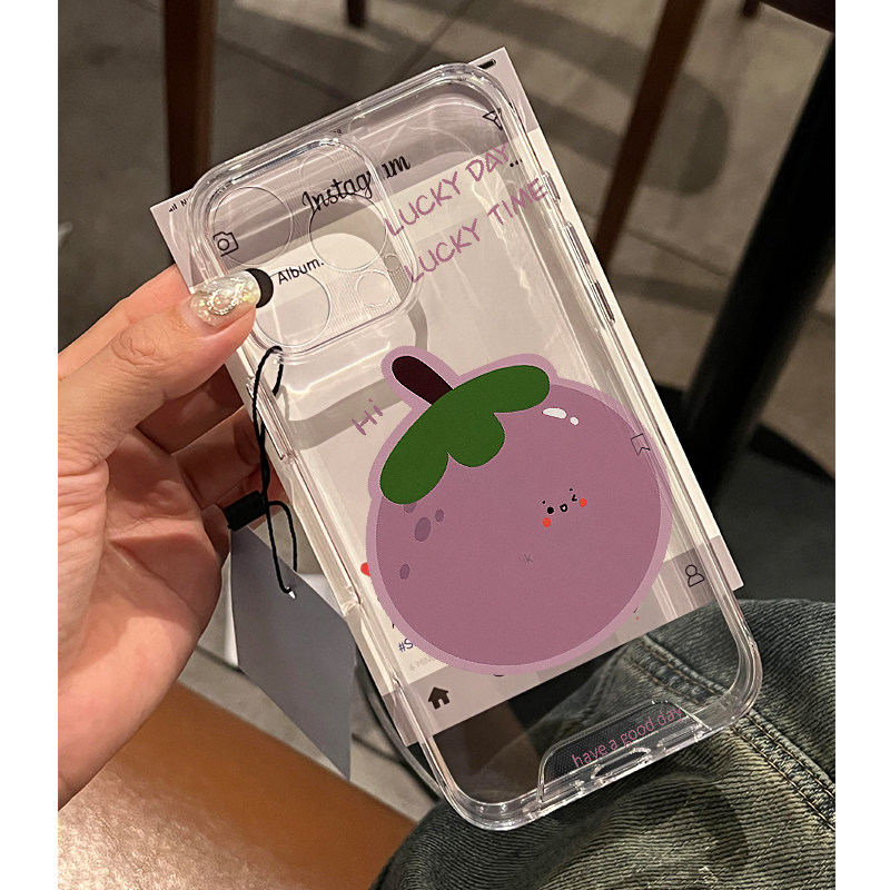 茄子表情适用苹果16pro手机壳iPhone15promax新款13华为mate60荣耀200防摔12小米14透明vivo全包oppo软壳k70
