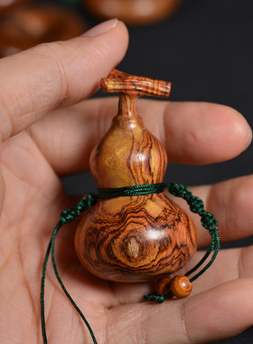 海南黄花梨湘工葫芦手把件吊坠