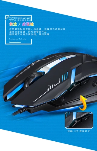 Применимо к Lenovo Dell Wired Optoelectronics Led Light Light Mouse Mouse USB Game Mouse DPI регулируется