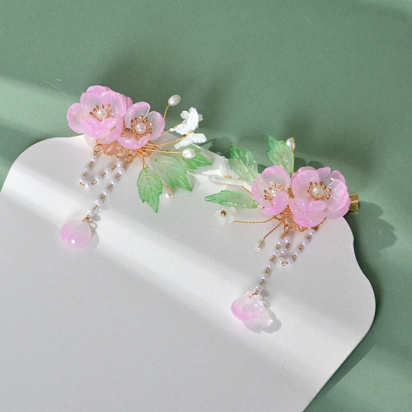 新款汉服头饰古风发饰粉色琉璃发夹儿童对夹流苏超仙跳舞古装配饰,淘宝优惠券,粉丝福利购,淘宝优惠卷