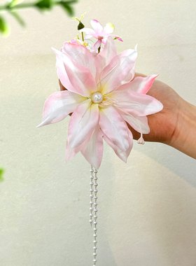新款甜美古风百合花发夹超仙发饰