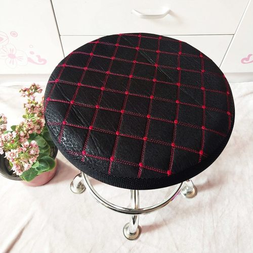 圆凳子座套罩布艺圆形坐垫套大工美容理发吧台圆形椅子套防滑透气 - 图0