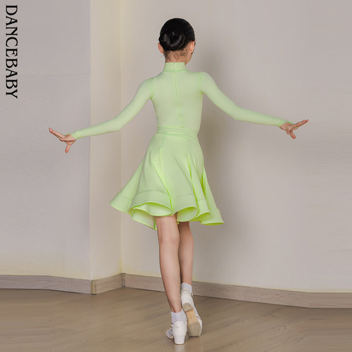 Dancebaby拉丁舞服规定服新款儿童比赛服考级赛服裸感面料DAS775 - 图3