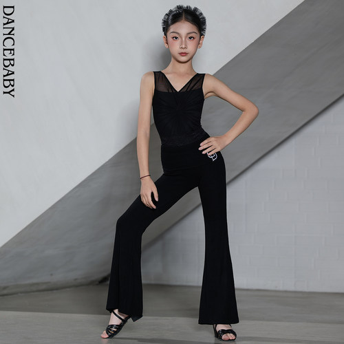 Dancebaby2026新款拉丁舞服日常练功服女童高级感舞蹈服体服D122 - 图0