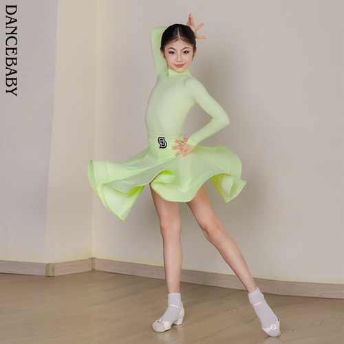Dancebaby拉丁舞服规定服新款儿童比赛服考级赛服裸感面料DAS775 - 图0