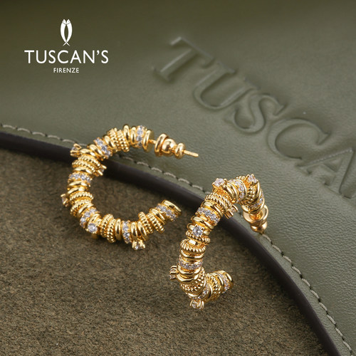 TUSCAN'S轻奢气质女士C形耳环复古耳圈 - 图1