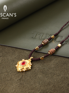 TUSCAN'S 镀金棉绳项链复古女士红色拉丝项链毛衣链双鱼饰品