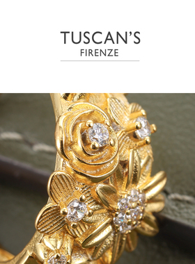TUSCAN'S 铜合金镀金戒指民族风个性复古镶嵌浮雕开口戒女戒指
