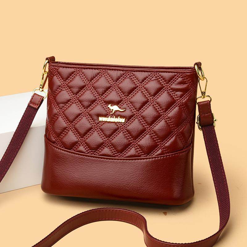 牛皮2025大容量真皮新款中年时尚妈妈水桶女士斜挎包百搭单肩软皮,淘宝优惠券,粉丝福利购,淘宝优惠卷