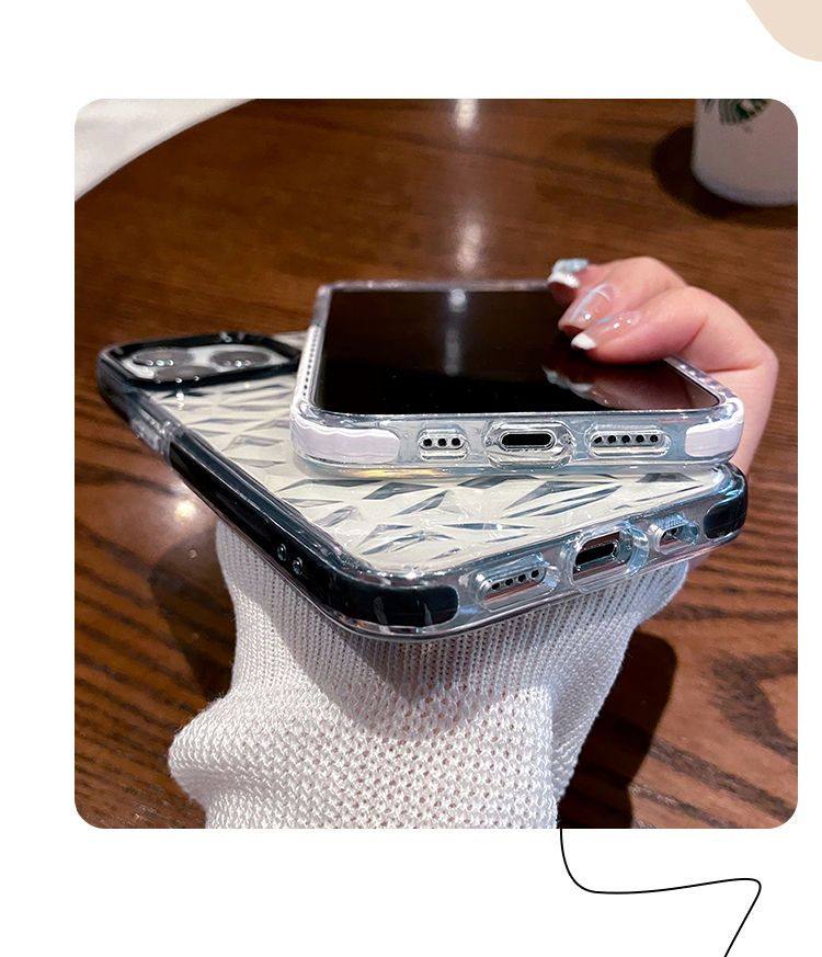 钻石纹适用苹果13promax手机壳透明iPhone11全包防摔12pro硅胶78p