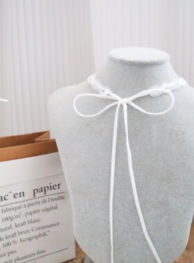 白色蕾丝choker蝴蝶结新款绑带颈链甜美长款项圈带锁骨链脖子配饰