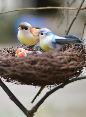 鸟窝鸟巢仿真鸟鸟屋泡沫鸟摆件