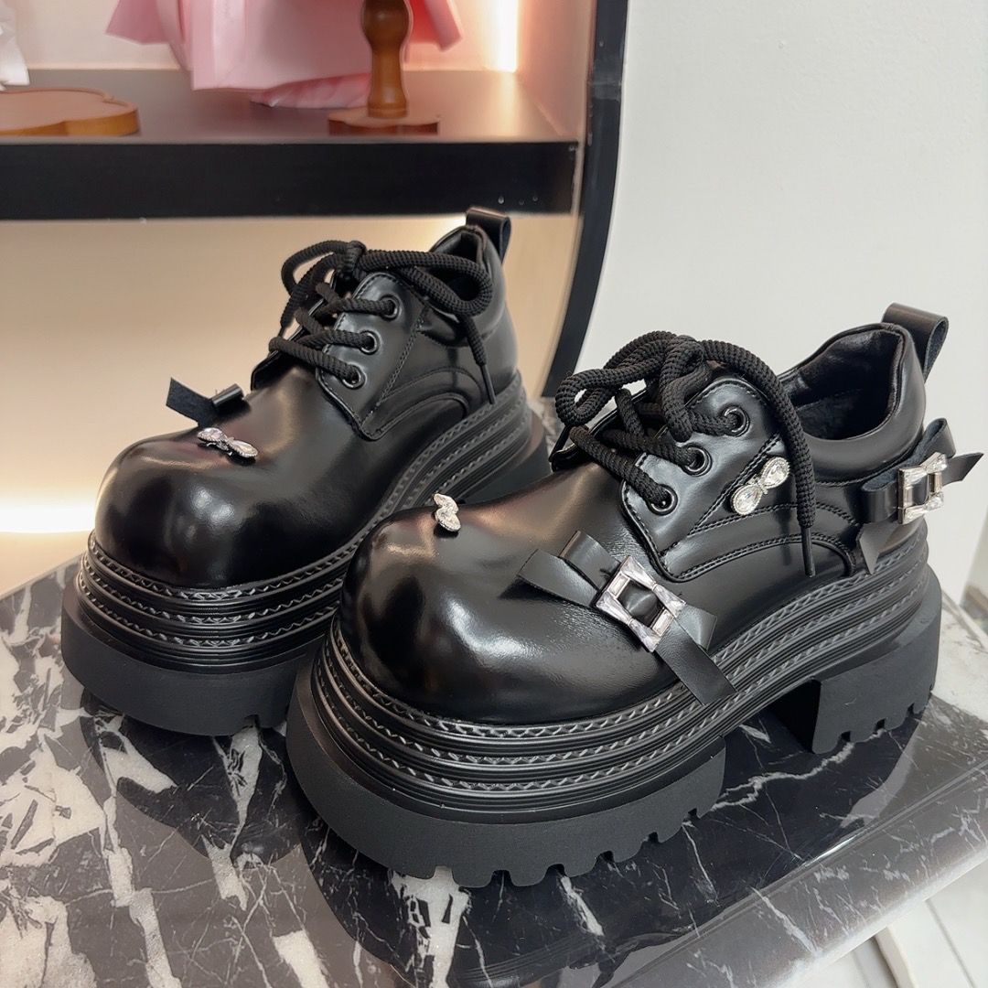 厚底增高8厘米小个子必入女鞋2026春季新品乐福鞋 - 图0