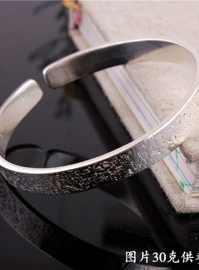 男士定制创意刻字日韩风纯银手镯