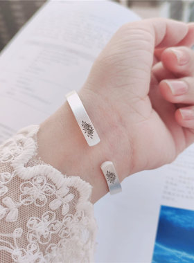 银手镯纯银镯子男女开口实心环