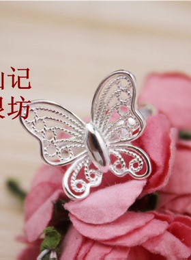 精品银饰品民族风花女蝴蝶镂空