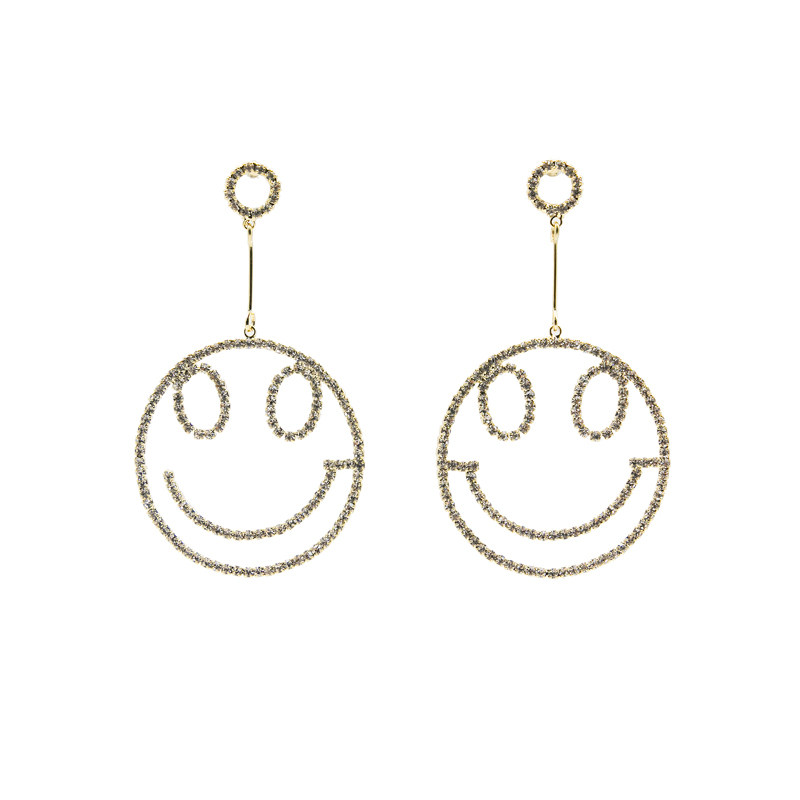 韩国风少女心可爱镶钻笑脸表情耳环 丹维拉耳环